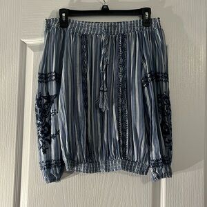 Off-the-shoulder plaid blouse